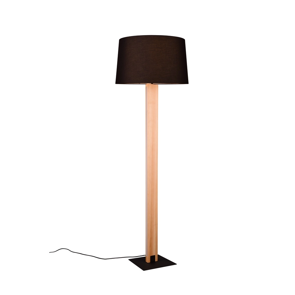 Stehlampe Rahul Design schwarz mit Holz Trio 4017807600476