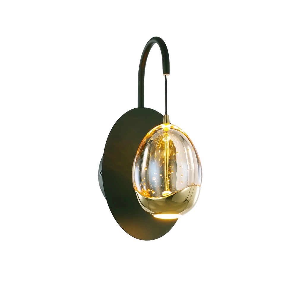 Wandleuchte Golden Egg schwarz einfach