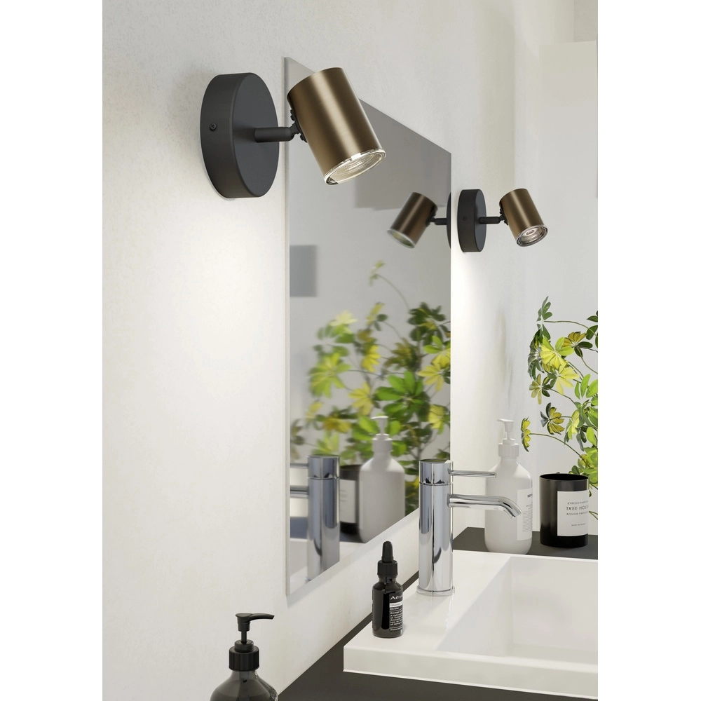 Badezimmerscheinwerfer Consuma 1 GU10 – schwarz mit Bronze Eglo 9008606365074