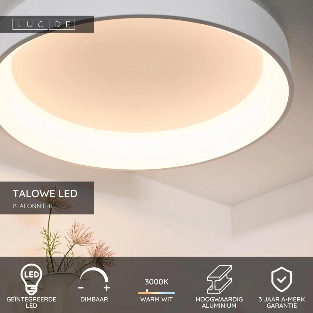 Deckenlicht Talowe Led Ø 80 cm weiß Lucide 5411212460677