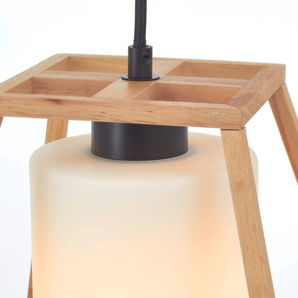 Hängelampe aus Holz Giseh Pyramide 23 x 23 cm Brilliant 4004353428470
