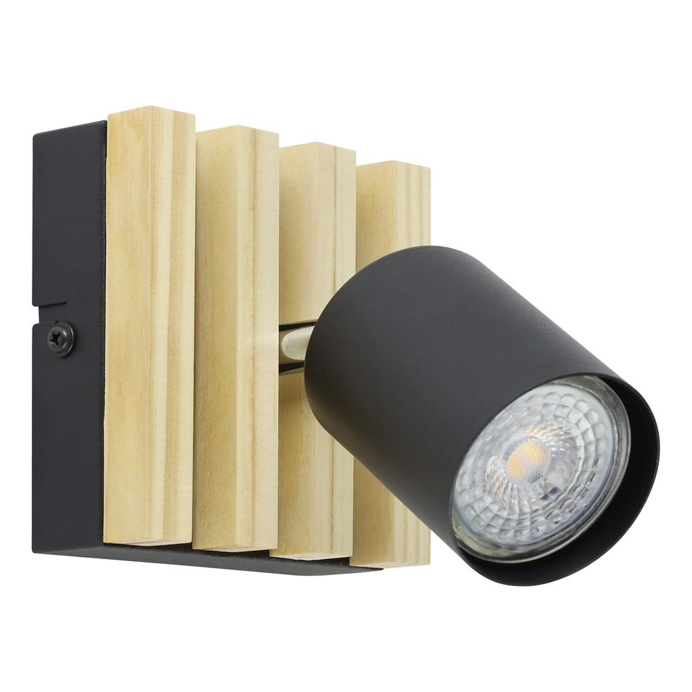 Modernes Rampenlicht Cembrano Einzelne schwarz mit Holz