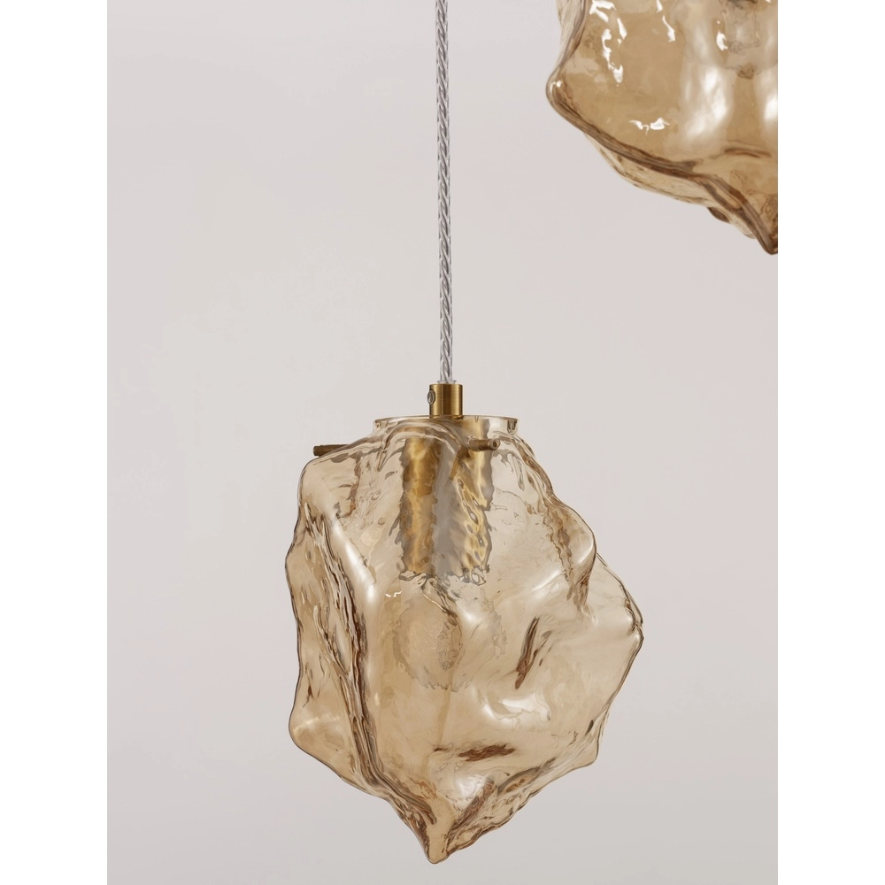 Pendelleuchte Odelle 3-flammiges Gold mit Braunglas Lyora 5212017434395