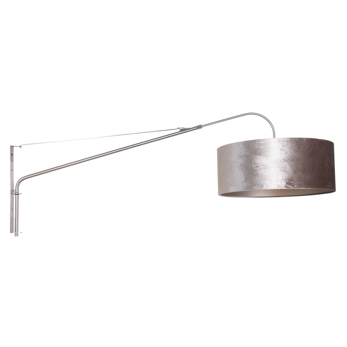 Wandlampe Elegant Classy 50 cm Edelstahl mit taupefarbenem Samtschirm Steinhauer 8712746146011