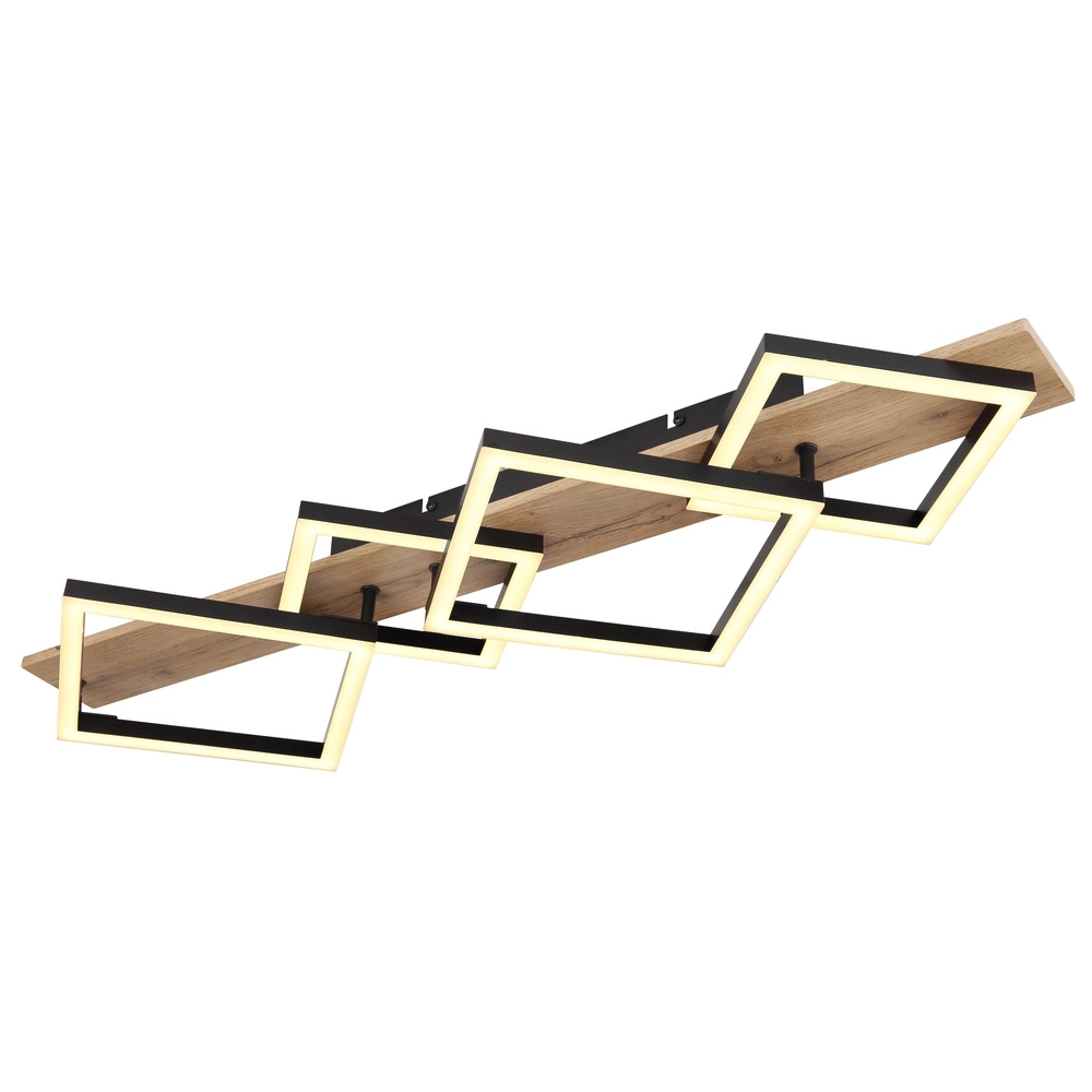 Deckenlampe Beatrix 82 cm große Quadrate schwarz mit Holz