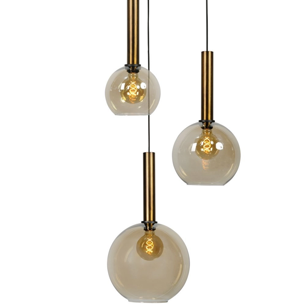 Schwarze Hängelampe Bella 3-flammig mit Gold Masterlight 8718121255361