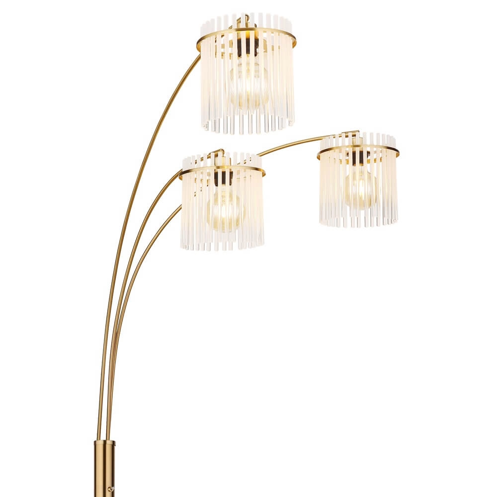 Goldene Stehleuchte Gorley mit Glas 3-flammig Globo 9007371481019