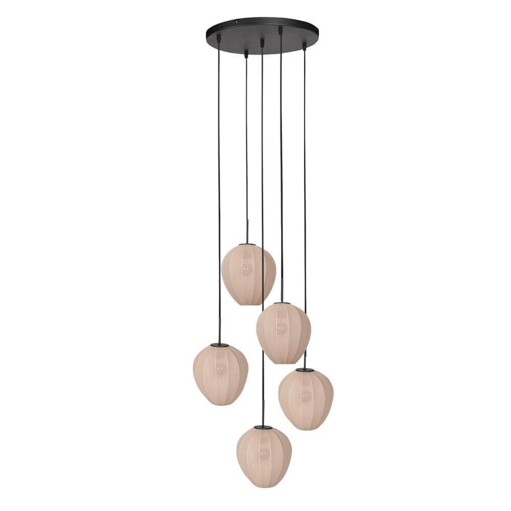 5-flammige Pendelleuchte HaloSwap Runde schwarze und cremefarbene Hauben Steinhauer 8712746179644