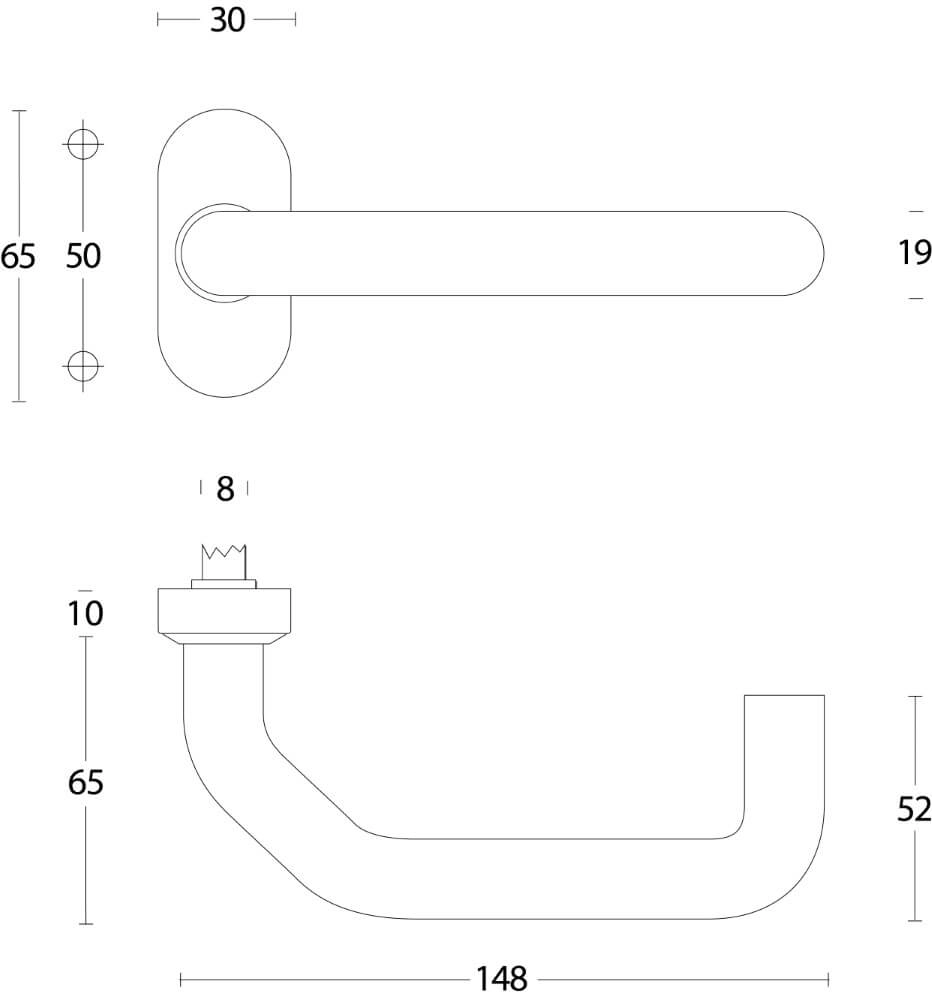 Türklinke Verkropt Ovale Rosette aus Edelstahl Intersteel 8714186051016