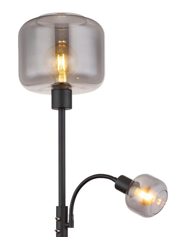 Schwarze Stehlampe Giuseppe Rauchglas Globo 9007371438228