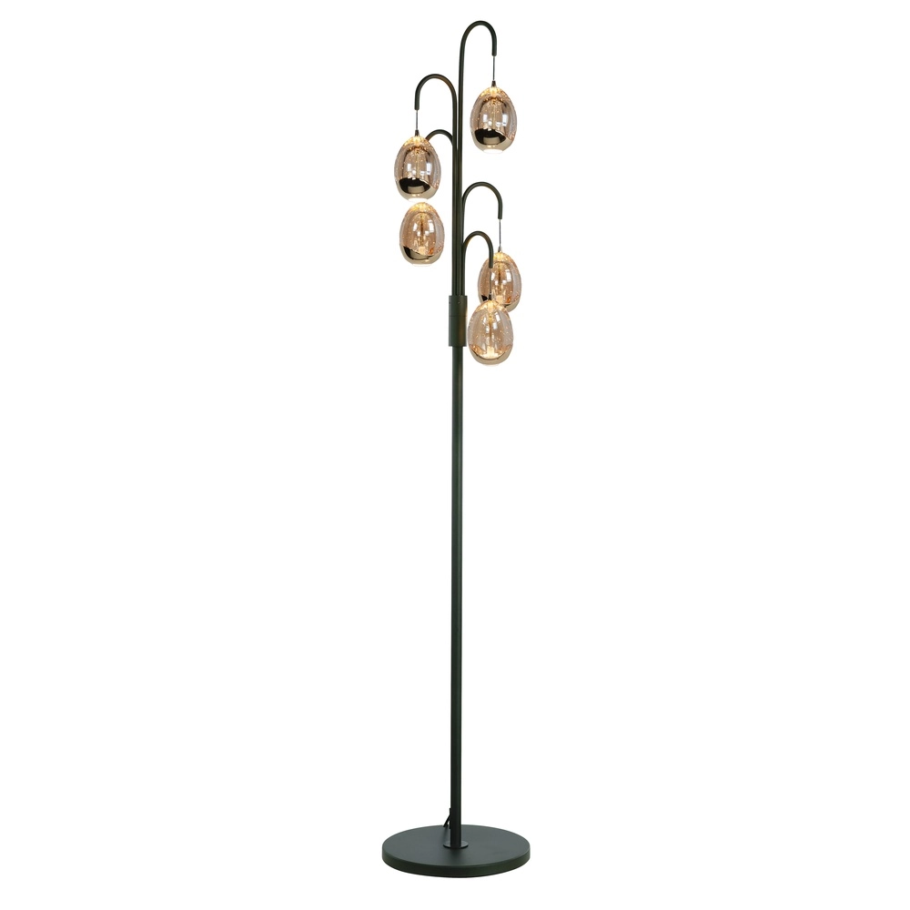 Stehlampe Golden Egg schwarz 5-flammig
