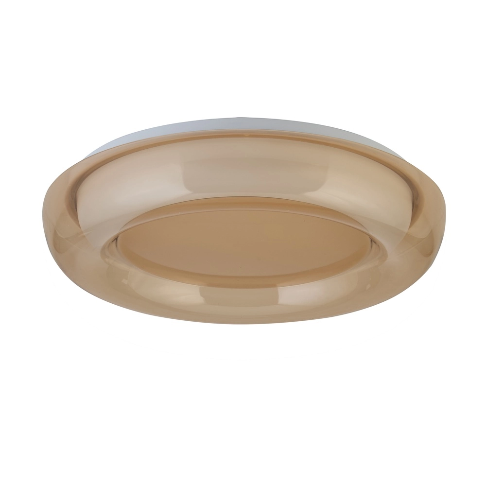 Design der Deckenbeleuchtung Jude weiß mit bernsteinfarbenem Glas Ø 40 cm Searchlight 5,05342E+12