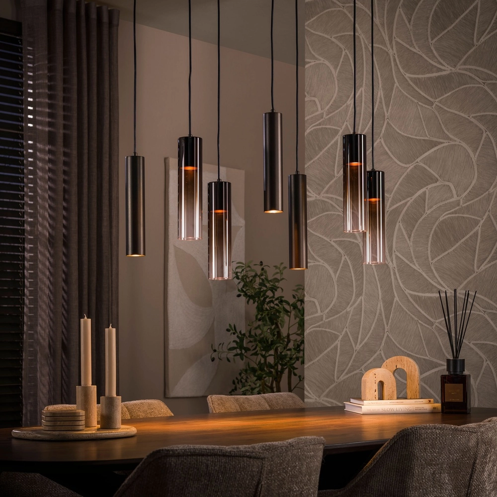 Elegante Pendellampe Lungo Sienna Brown 7-Lights