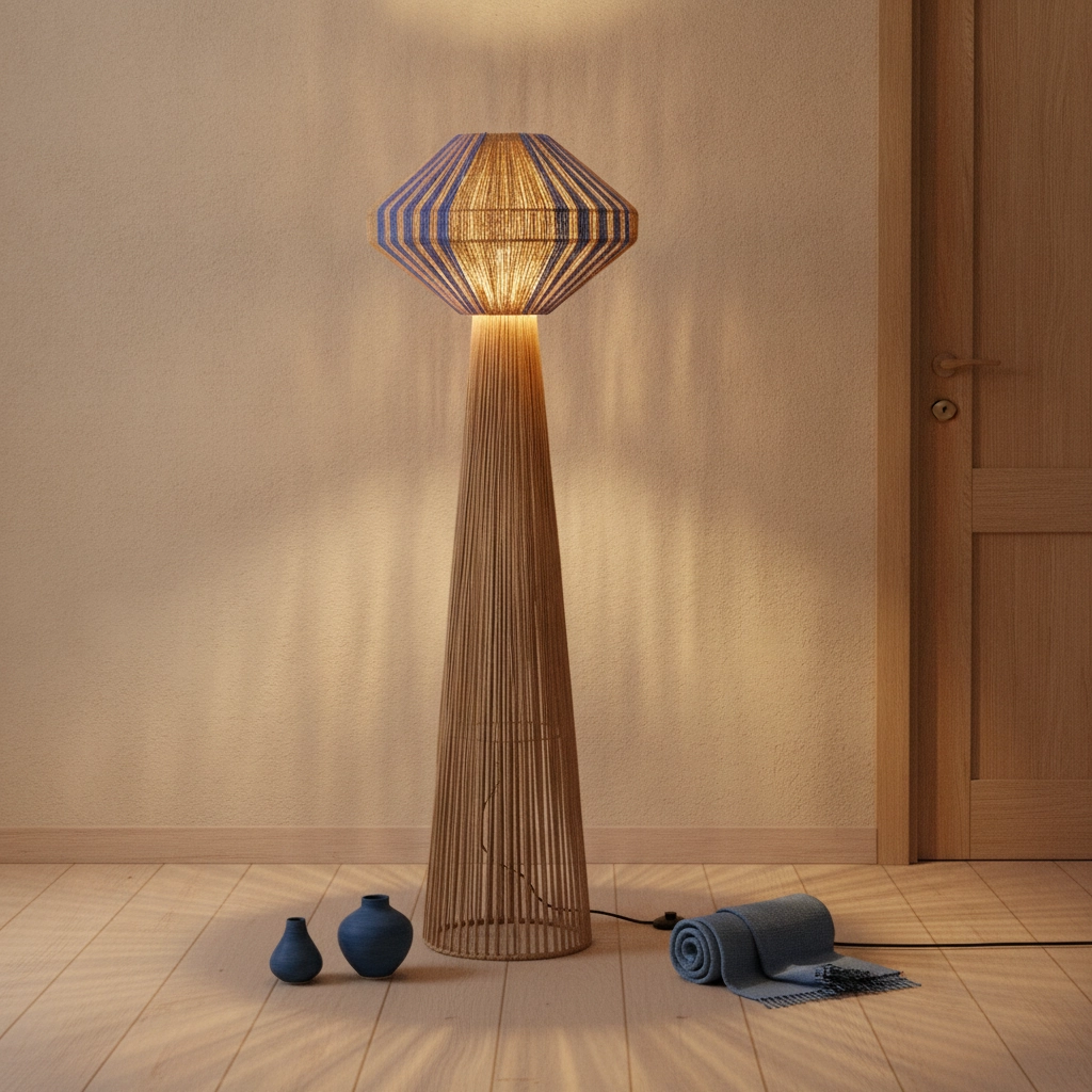 Stehlampe Abby Ø 50cm braun mit blau