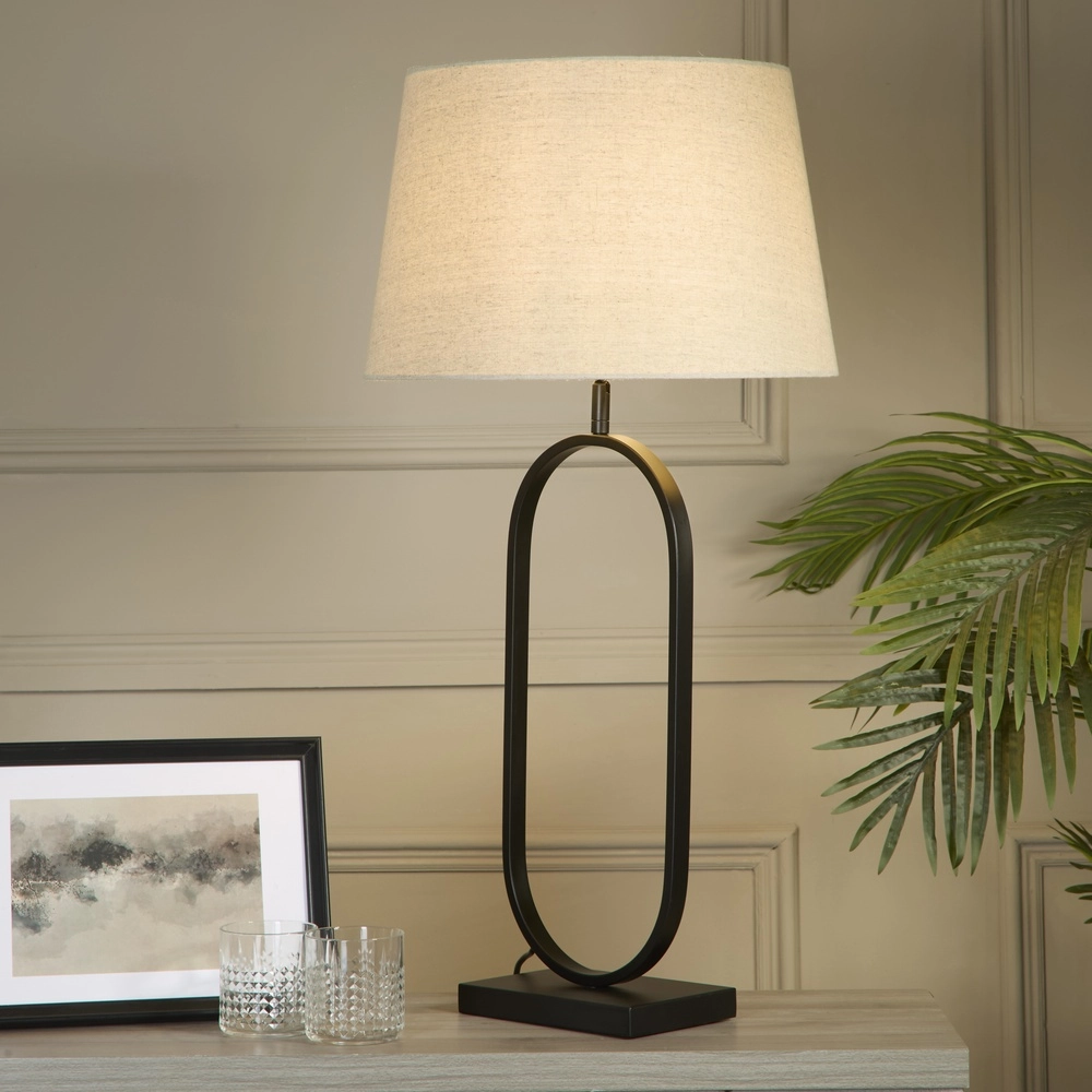 Tischlampe Modish schwarz mit Cremeton Searchlight 5053423306193