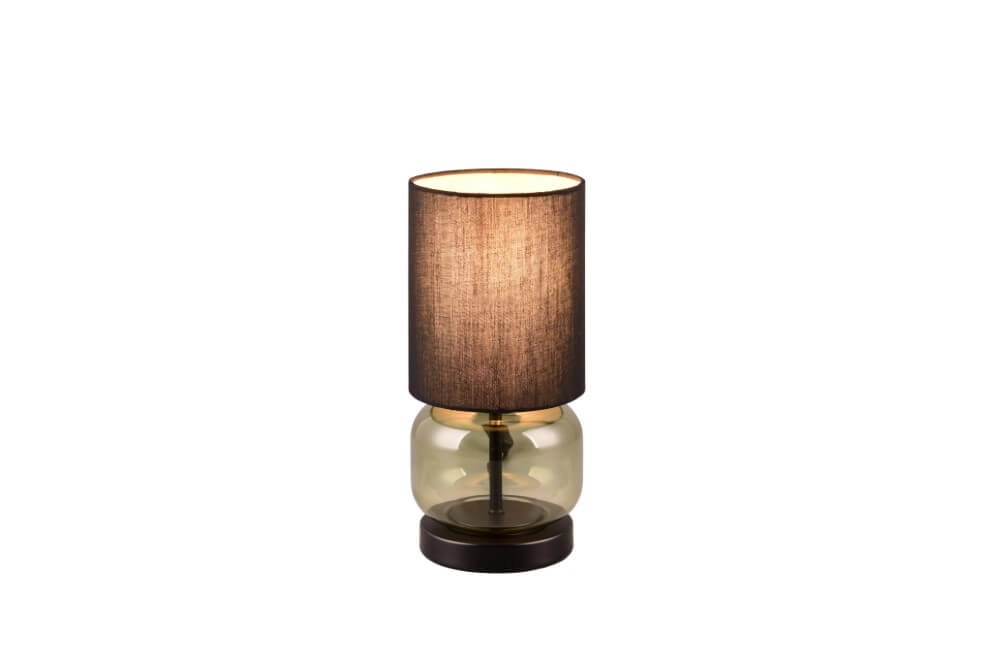 Schwarze Tischlampe Elio mit grünem Glas