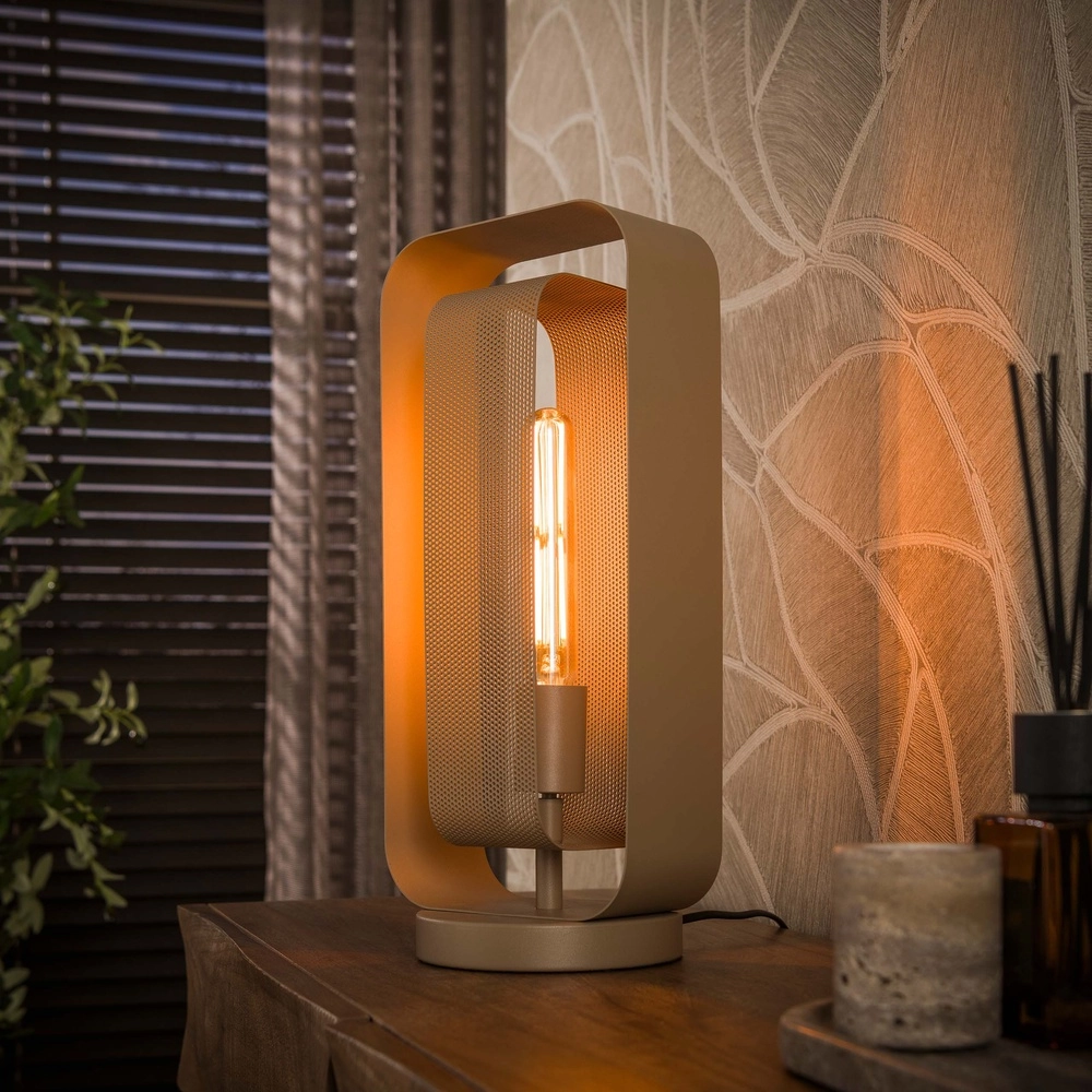 Einzigartige Tischlampe Mesh Sandbraun