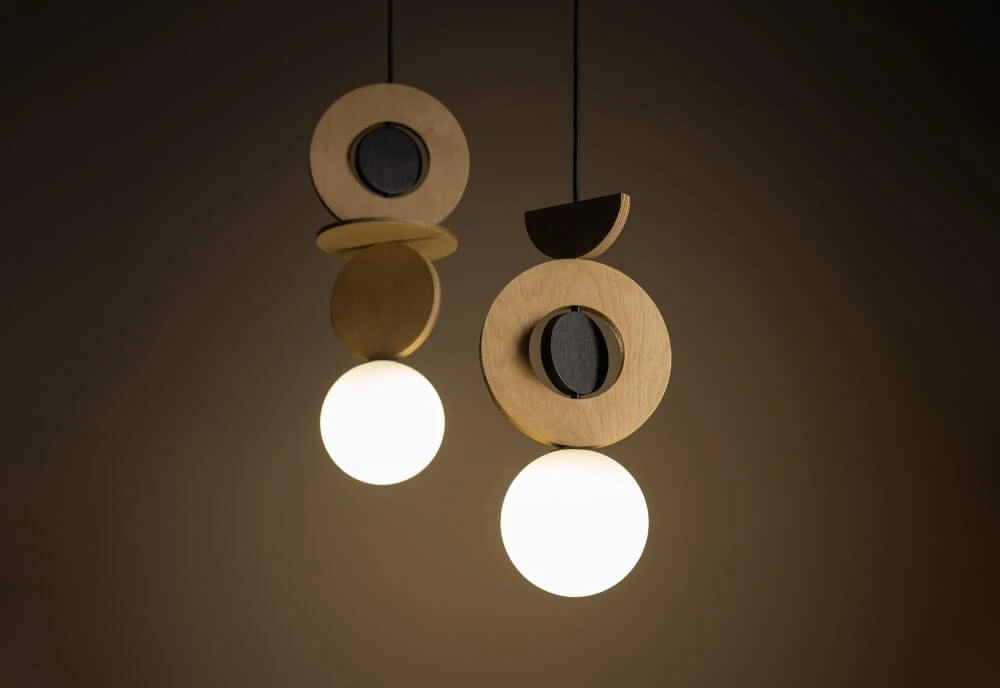 Design-Pendelleuchte Drops Wood F 1-flammig schwarz Lyora 5903139111805