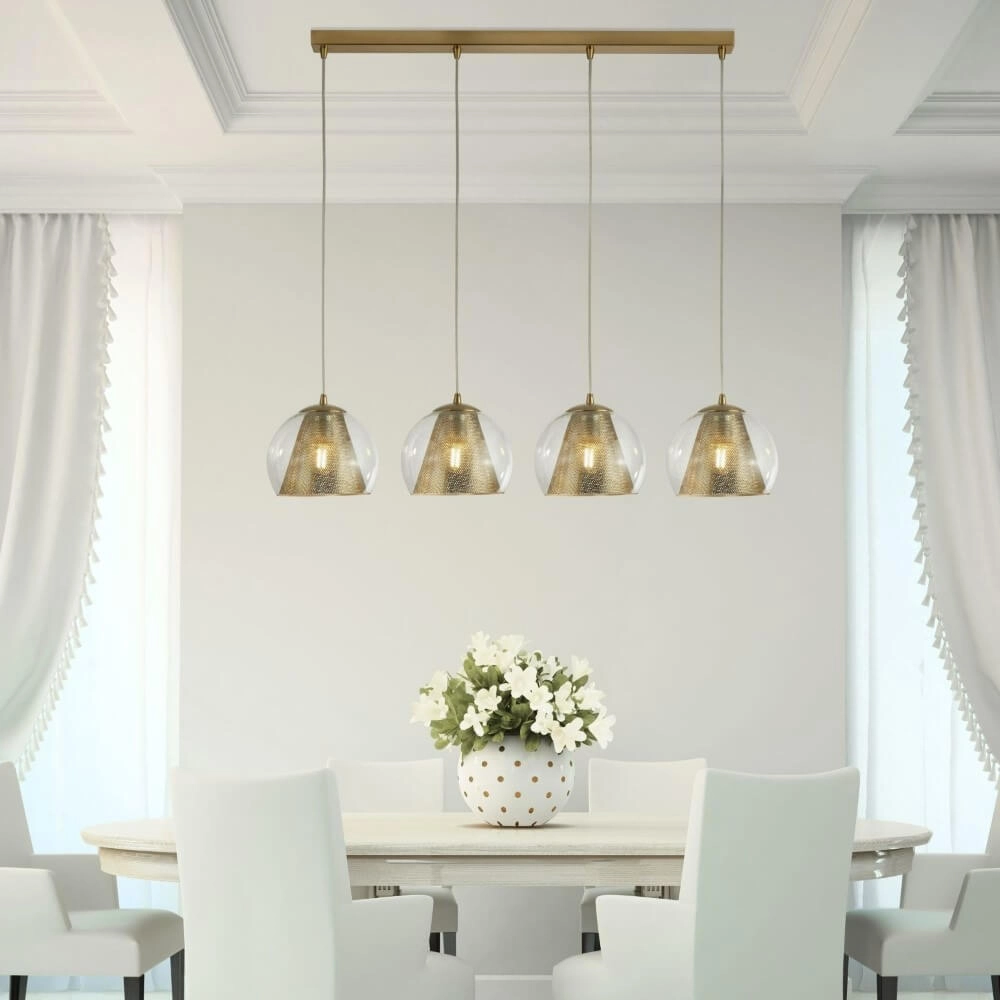 Hängelampe für das Esszimmer Conio Gold mit Glas Searchlight 5053423135915