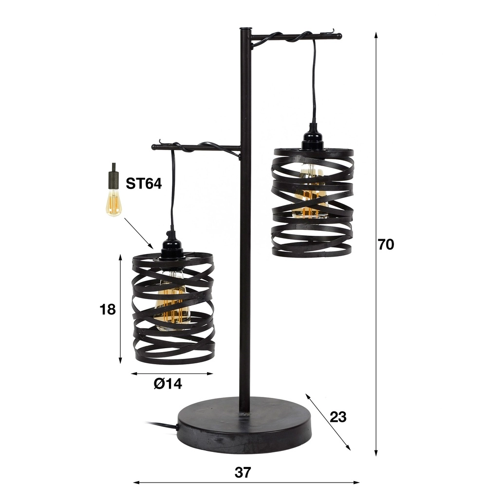 Landtischlampe Spindle 2x E27 – Schiefergrau Lyora 8716803513020