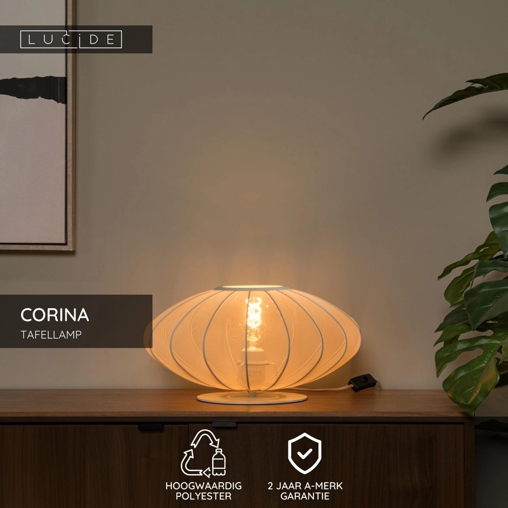 Tischlampe Corina sandbraun Ø 40 cm Lucide 5411212032058