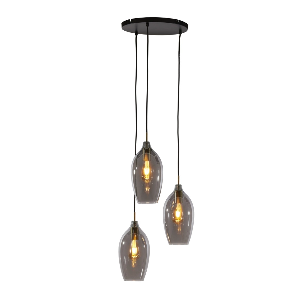 Esstisch-Pendellampe Lukaro 3-Licht – Rauchglas Light & Living 8717807703264