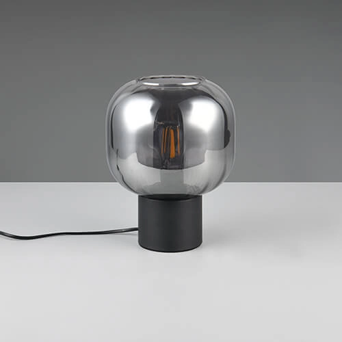 Trendige Tischlampe Diva schwarz mit Rauchglas Trio 4017807614596
