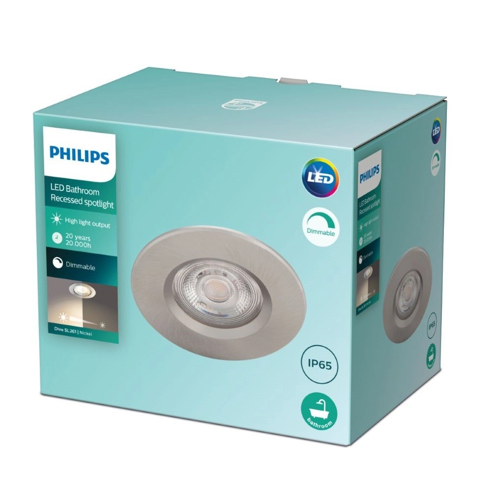 LED-Spots Dive (3x) 3x5W - 2700k - 8,5 cm Nickelmatte Philips 8718699755959