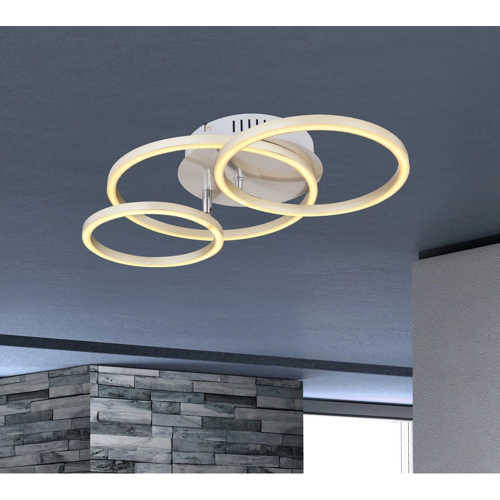 Moderne Deckenlampe Kendy 3 Ringe Nickel Globo 9007371407743