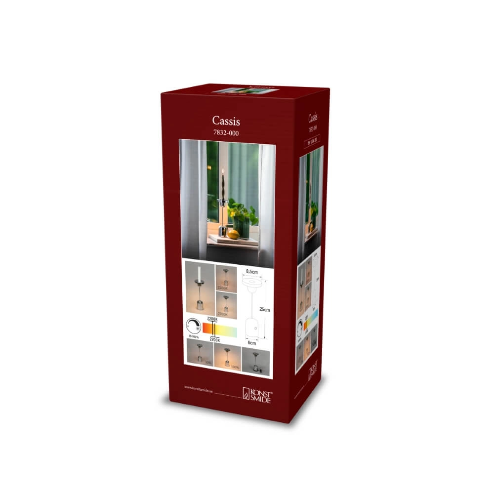Wiederaufladbare Tischleuchte Cassis Edelstahl für Kerzenständer KonstSmide 7318307832006