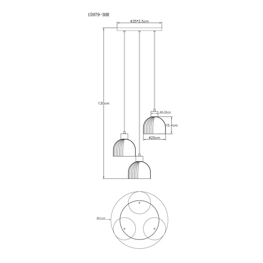 3-Licht Pendellampe Swanson Schwarz Globo 9007371580651