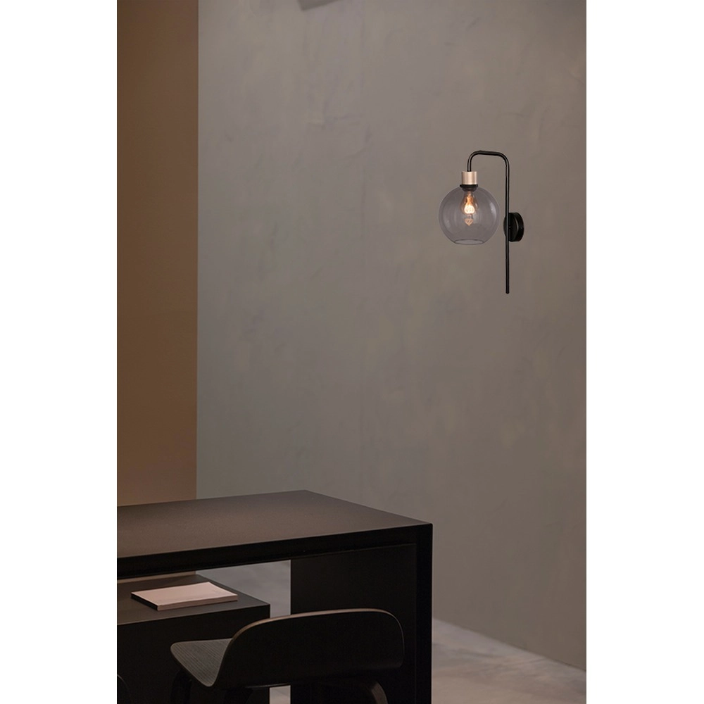 Wandlampe Lazise schwarzes mit goldenem Rauchglas Masterlight 8718121330686