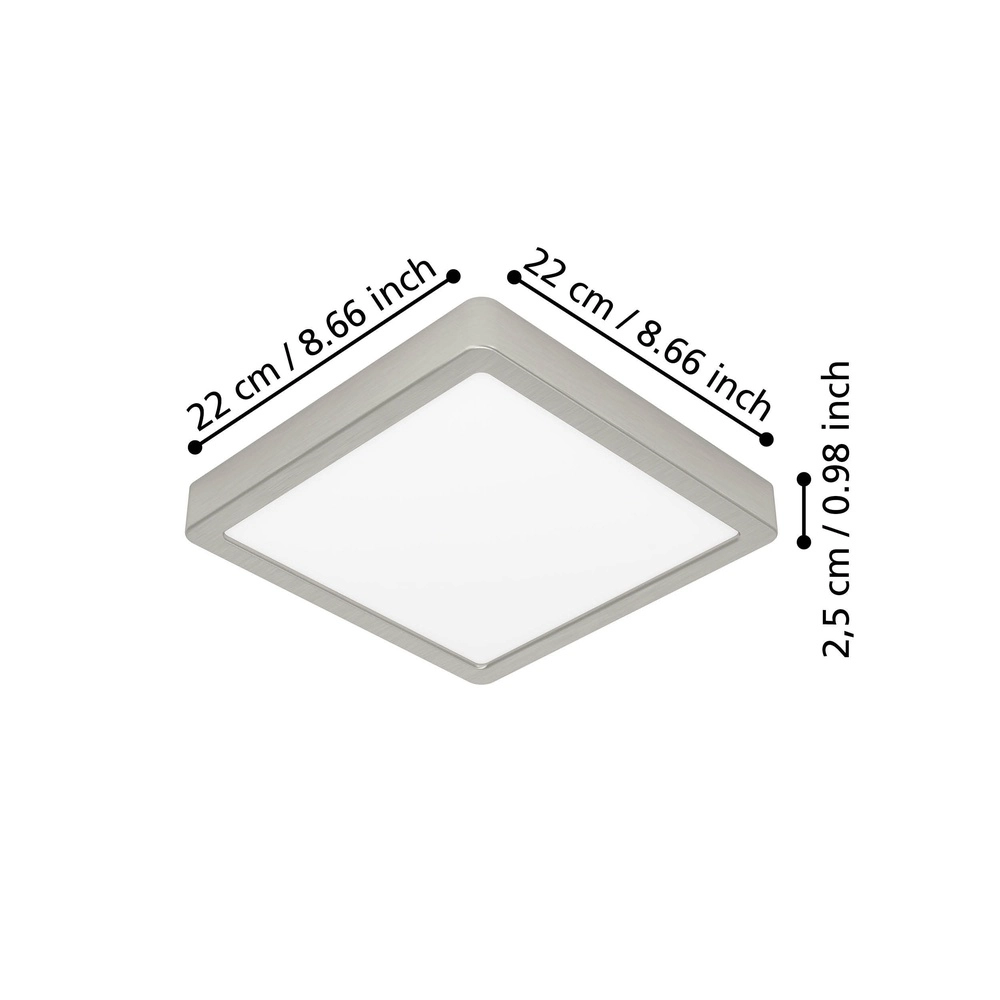 LED-Deckenlicht Fueva 6 Quadrat – Edelstahl – 22x22 cm Eglo 9008606330270