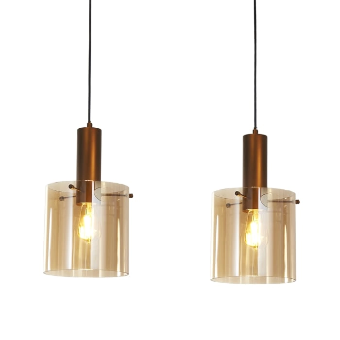 Braune Pendelleuchte Sweden 3-flammig gerade Searchlight 5053423303802