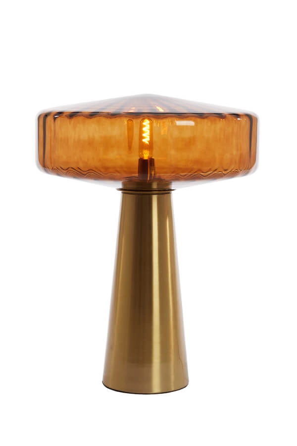 Tischlampe Pleat gold mit braun Ø 40cm