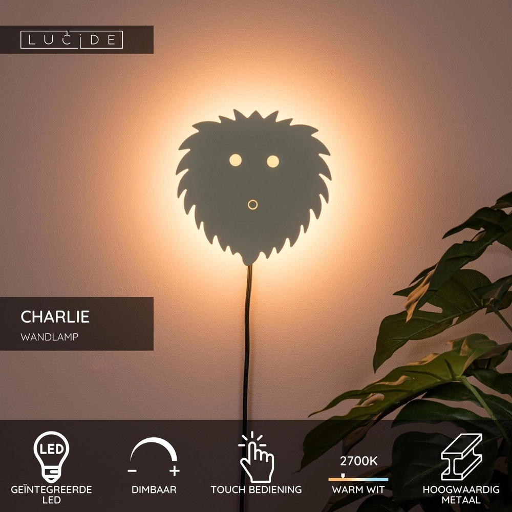Kinderzimmer-Wandlampe Charlie Sandbraun Lucide 5411212441782
