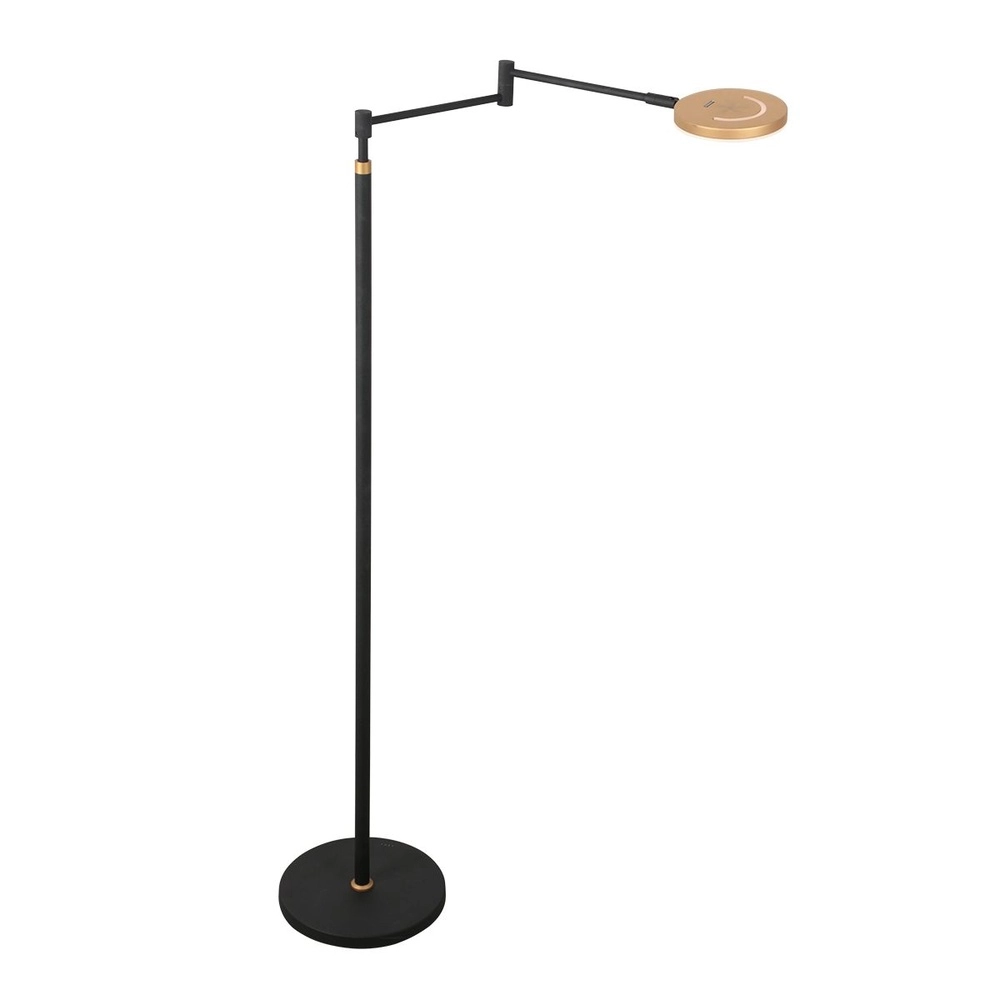 Design-Leseleuchte Soleil schwarz mit goldener Kappe