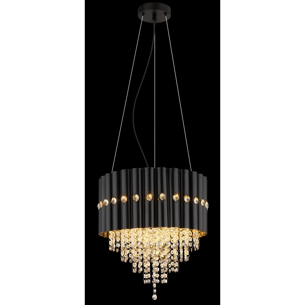 Pendellampe Eleos Schwarz mit Kristall Globo 9007371528431