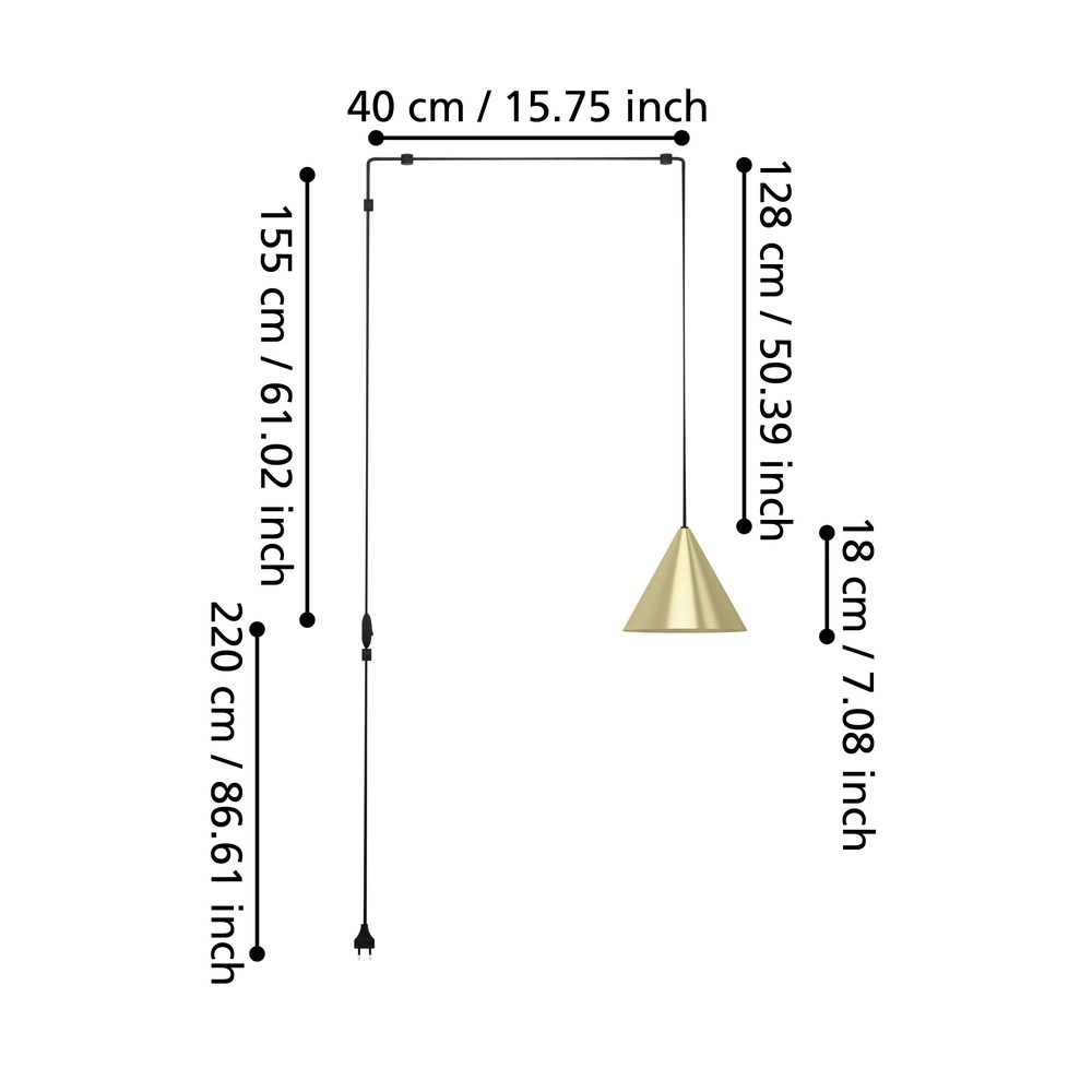 Flexible Pendellampe Narices Ø 18cm - Gold - Schalter Eglo 9008606281824