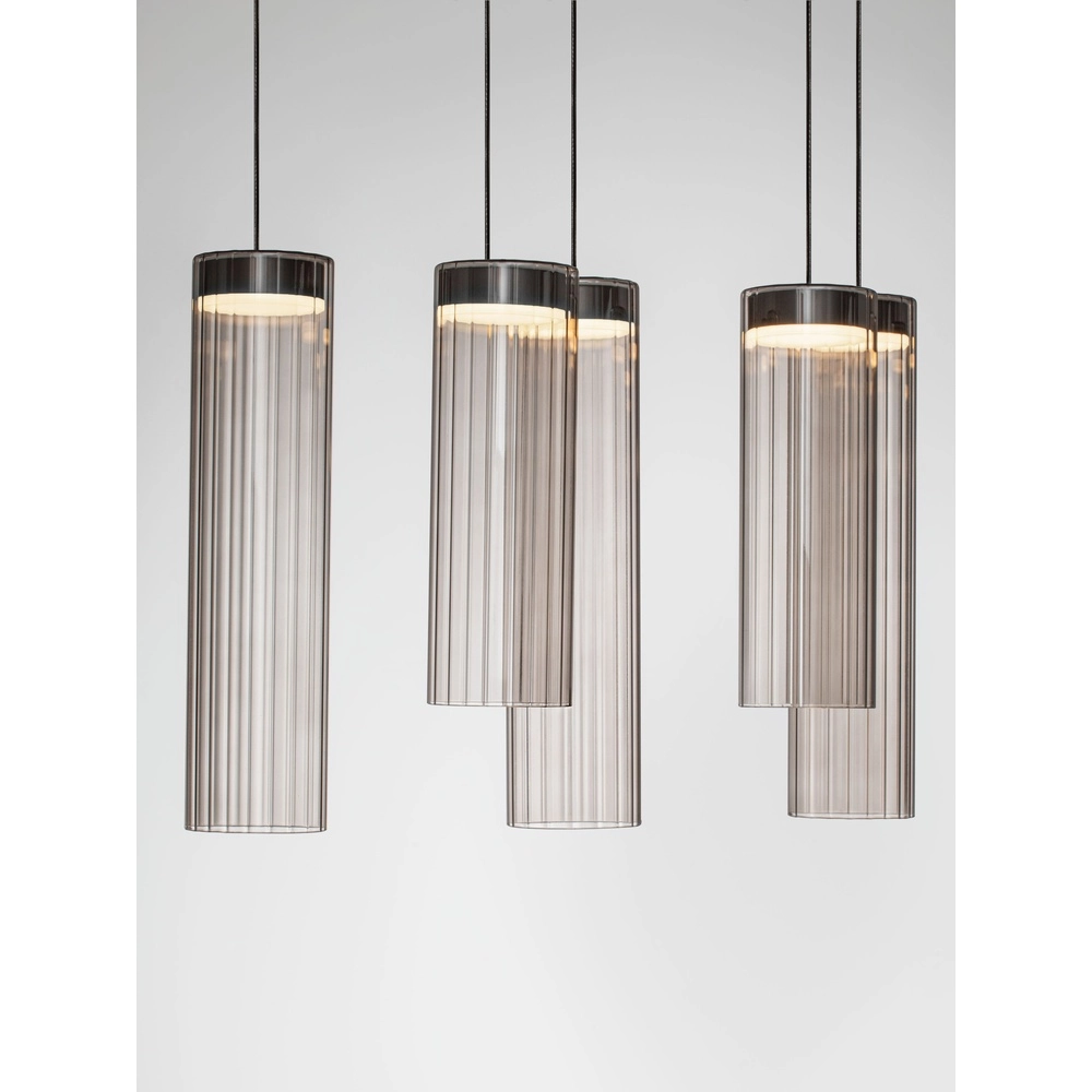 Design-Pendellampe Brielle Anthrazit mit 8-Lampen aus Mokka-Glas Lyora 5212017495433