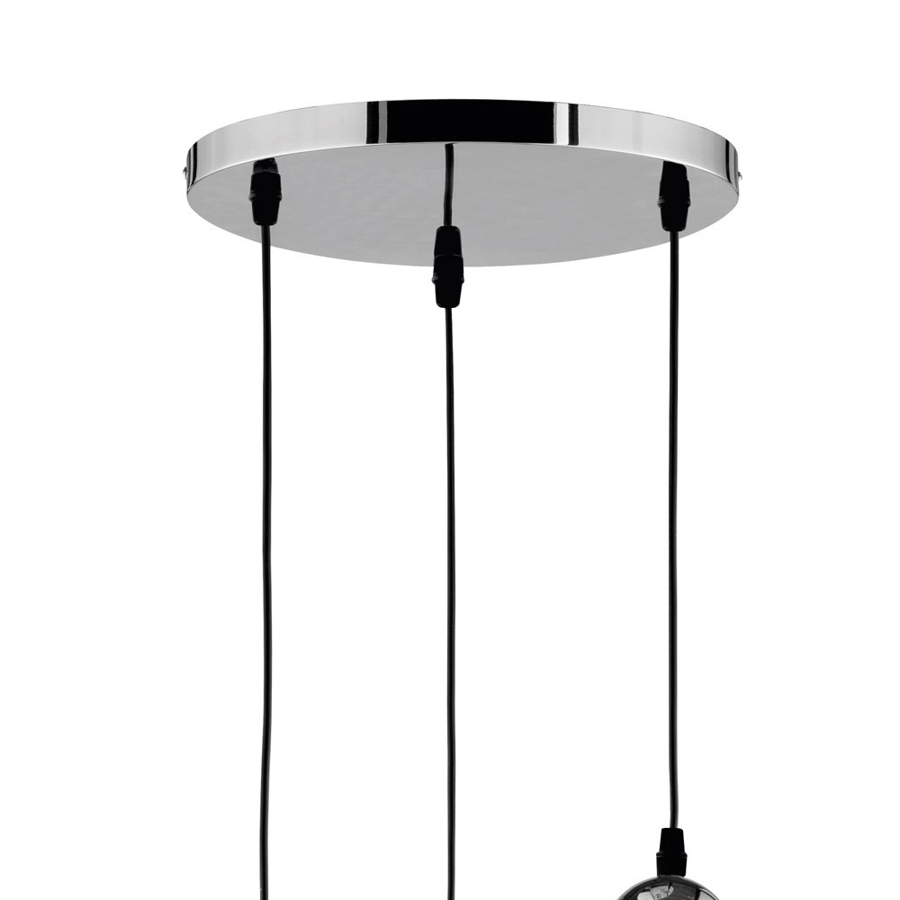 Kugellampe Clooney 3x Ø20cm chrom mit Rauchglas Trio 4017807407648