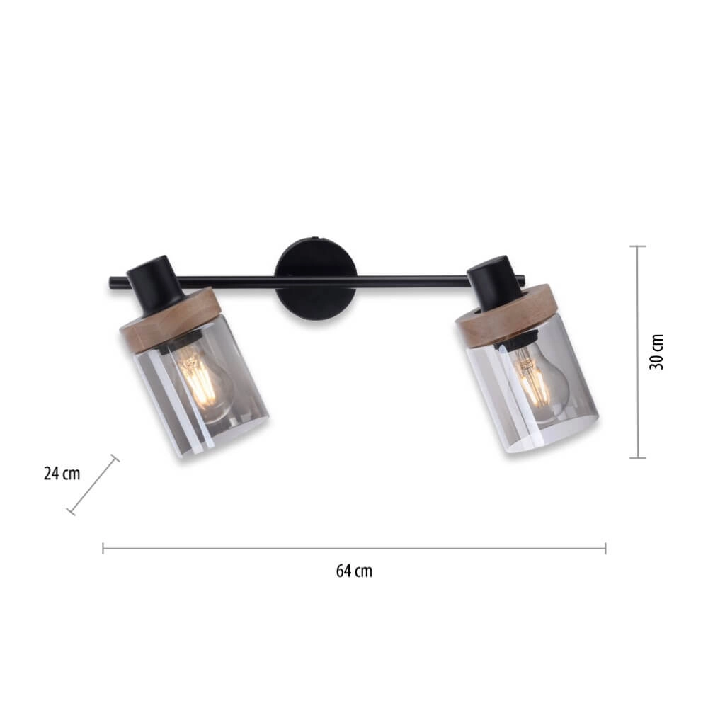 Deckenleuchte Pasqual 2-helles Schwarz Just Light 4043689986117