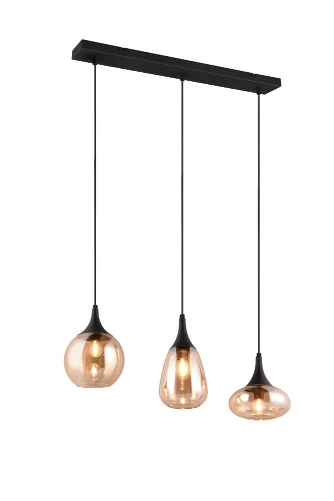 Hängelampe mit 3 Leuchten Lumina mit Braunglas