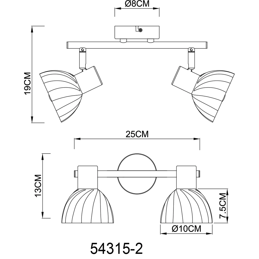 Deckenlampe 2-Leuchten Zachery Nickel Globo 9007371531486