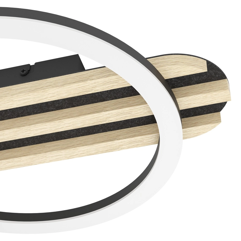 Moderne Deckenlampe Cembrano Schwarz mit Holz 50 cm Eglo 9008606388165