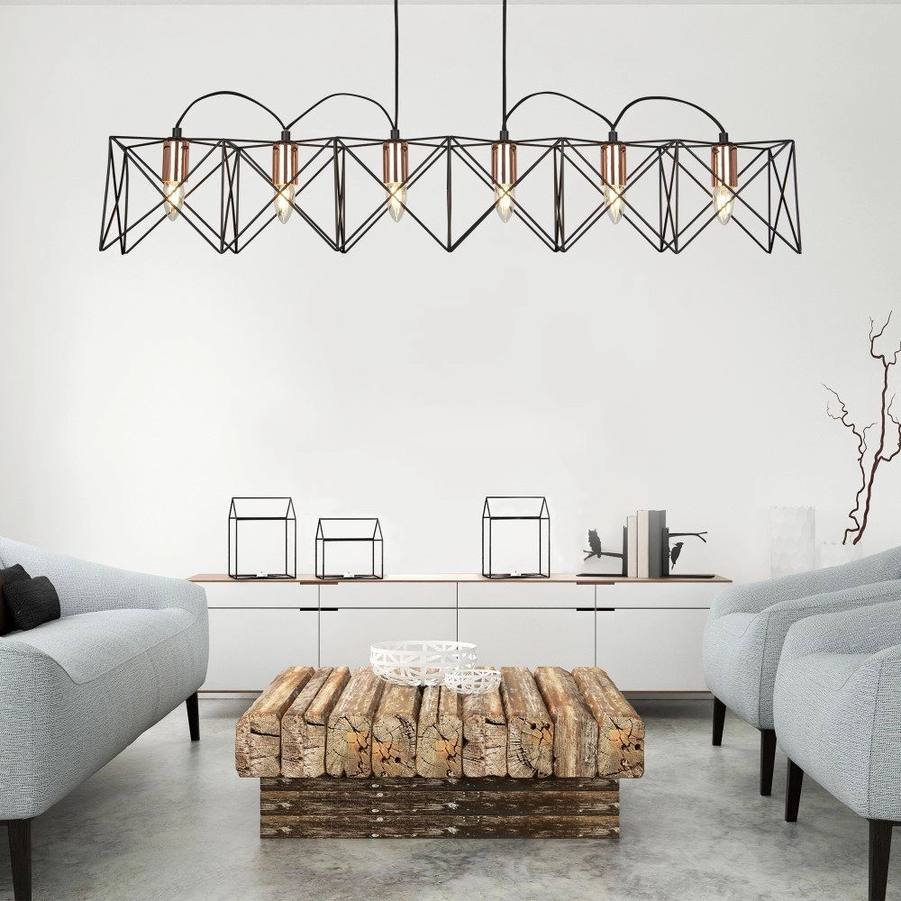 Esszimmer Hängelampe Anthea 6 Lichtschwarz mit rotem Käufer Searchlight 5053423096117