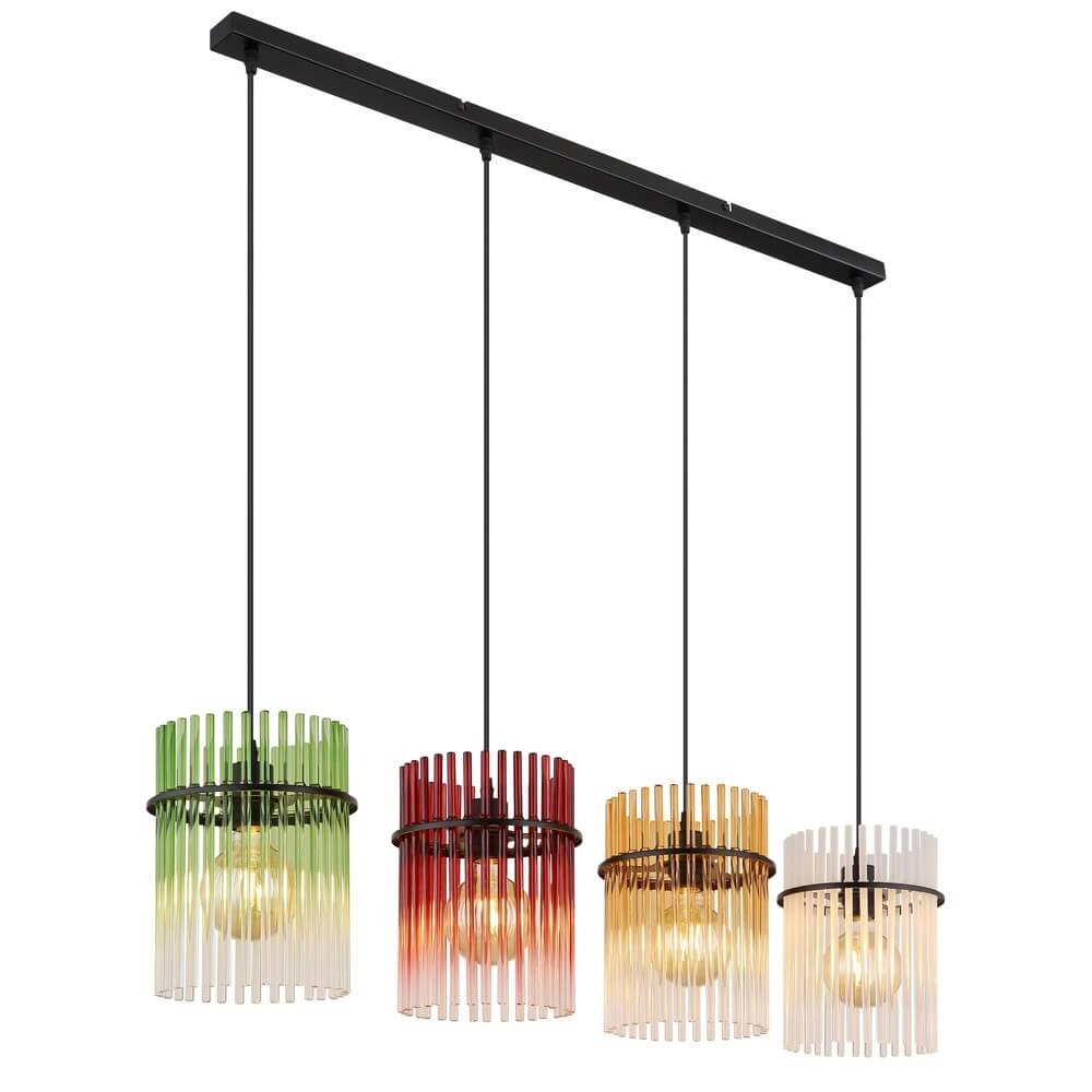 Schwarze Pendelleuchte Gorley Farbiges Glas 4-flammig
