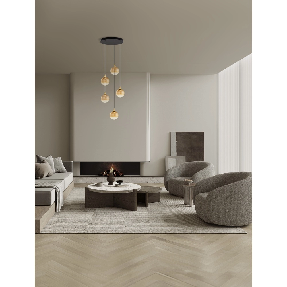 Pendelleuchte Orenda rundes 5-flammiges Braunglas Lyora 5212017477651