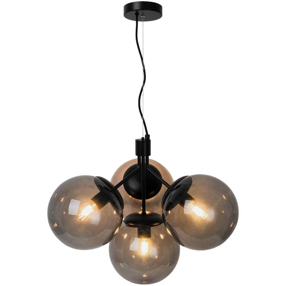 4-flammige Pendelleuchte Ivona schwarz mit Rauchglas Nordlux 5704924005312