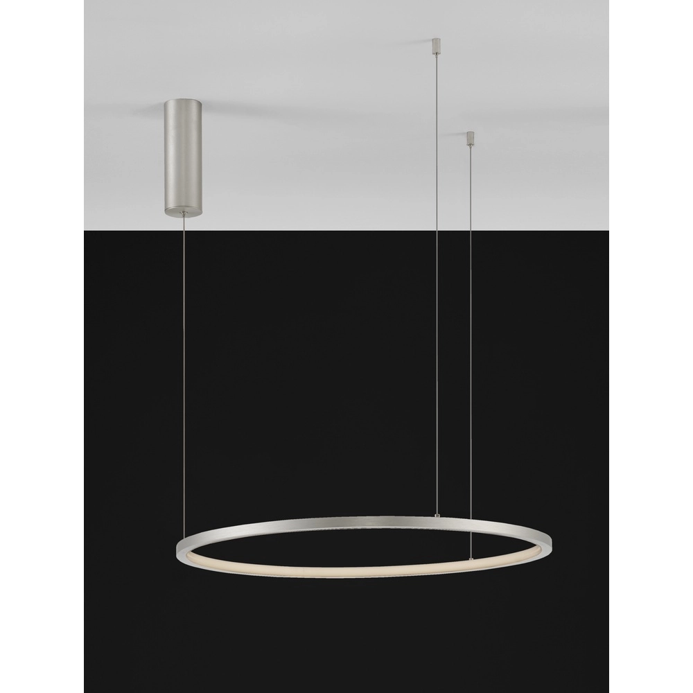 Runde Pendelleuchte Tarquin silbergrau Ø 60cm